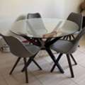 SAR 400,  ROUND TABLE - With 4 Chairs-SOLID WOOD -