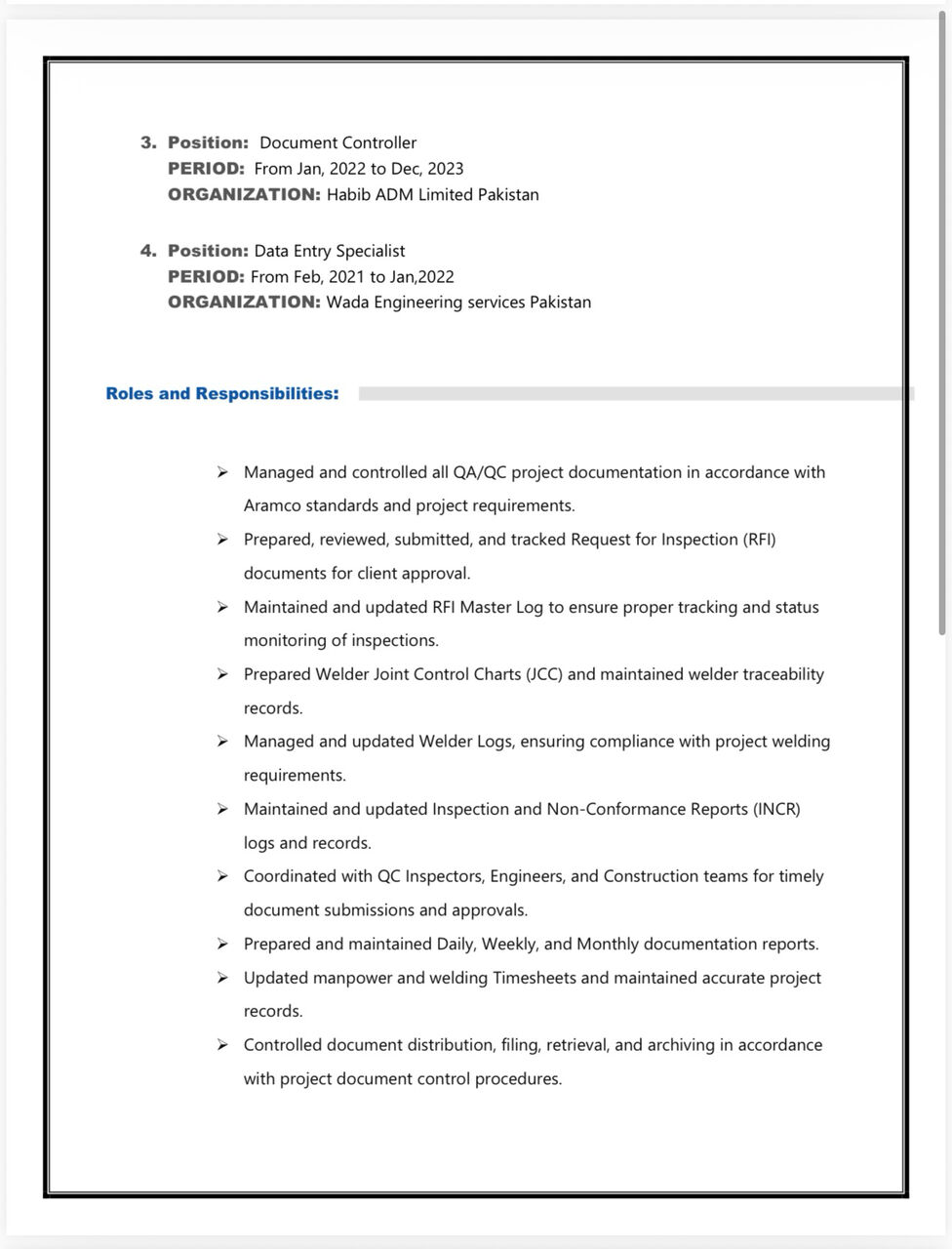 Jubail, Job Seekers, QC Documents Controller