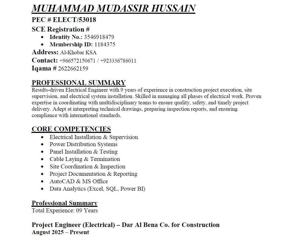 Riyadh, Job Seekers, Electrical Engineer