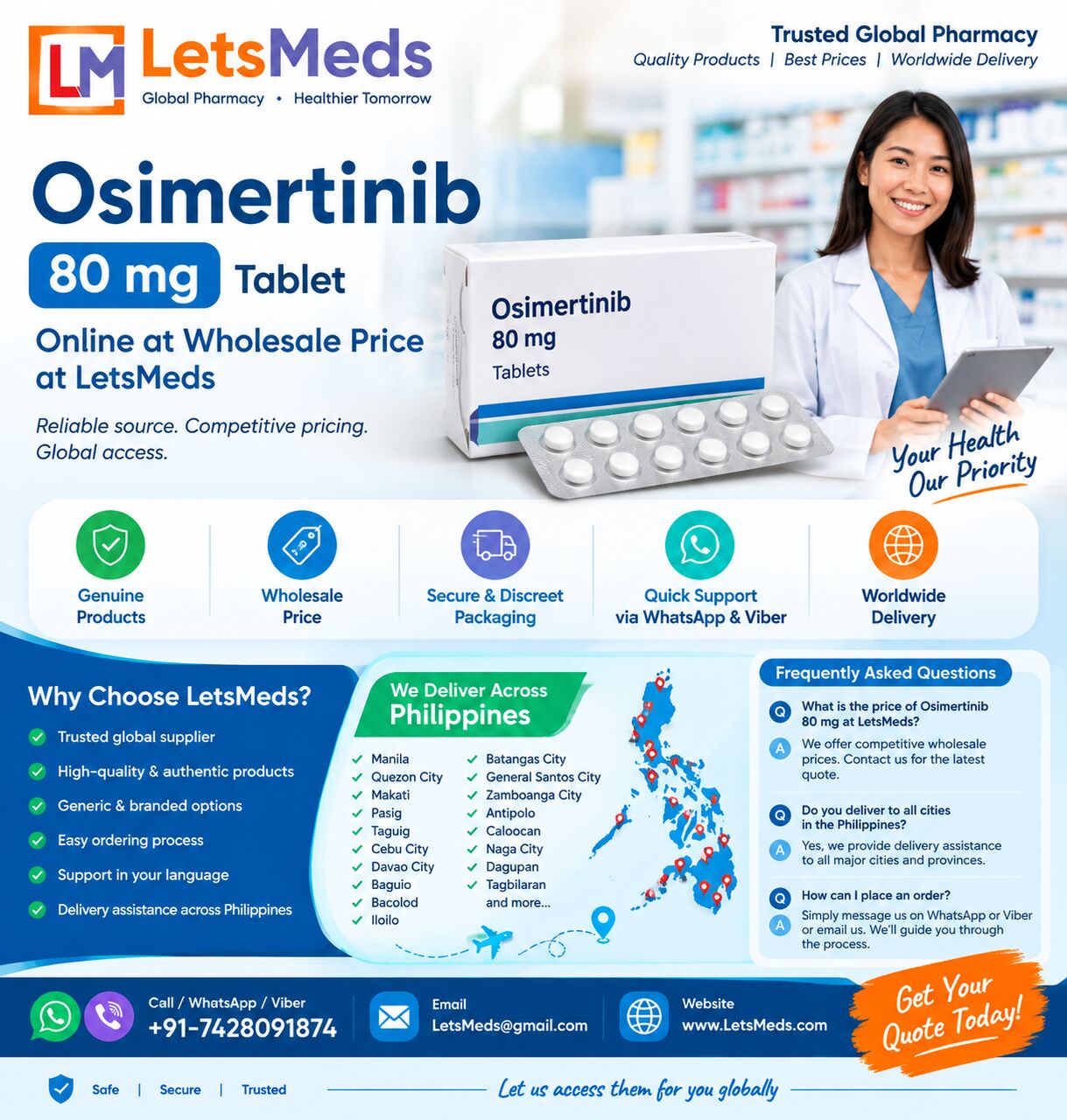 Manila, Health & Beauty Items, PHP 1,  Osimertinib Tablet Online At Wholesale Price