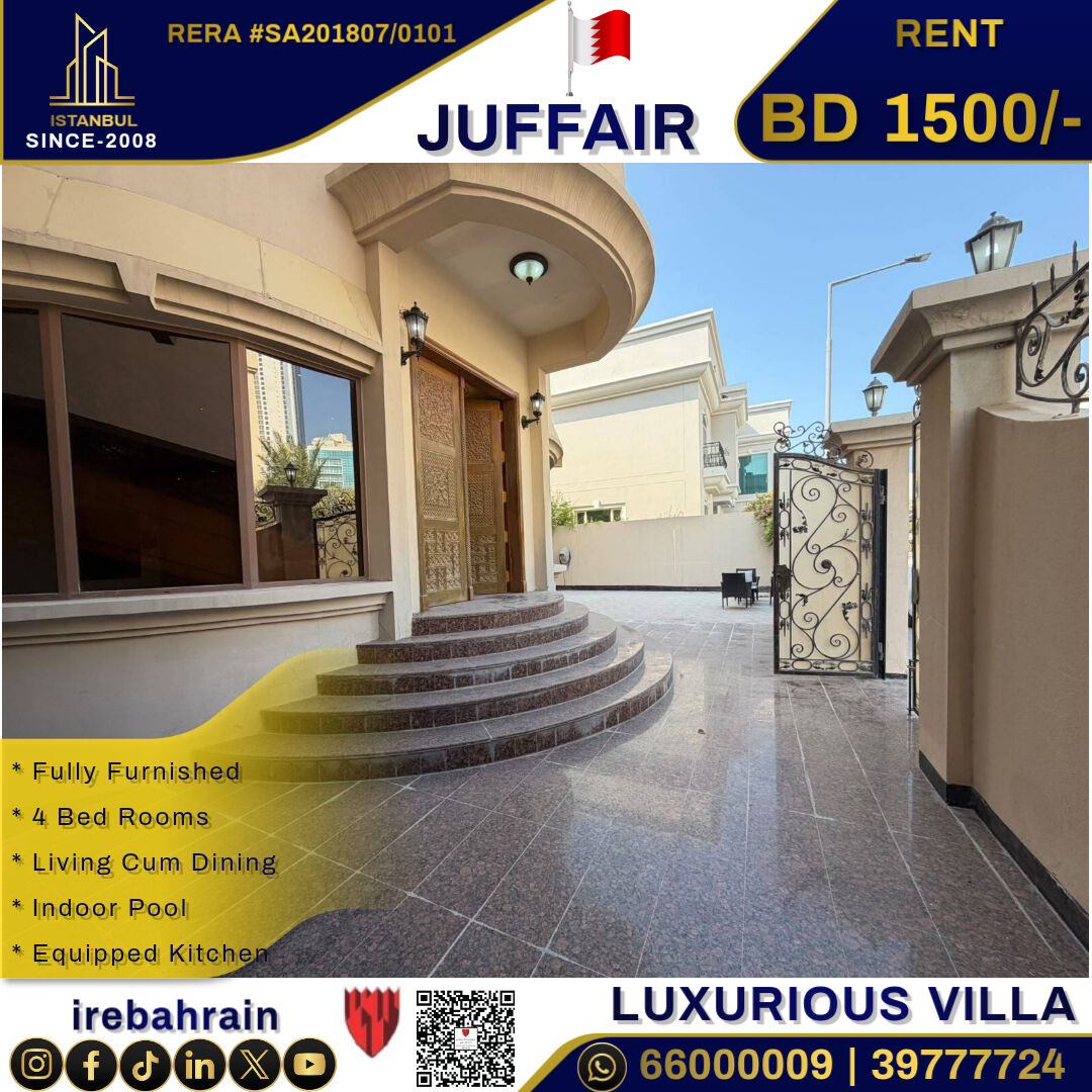 Juffair, Villas, BHD 1500,  Furnished,  Fully Furnished Swimming Pool Villa In Juffair