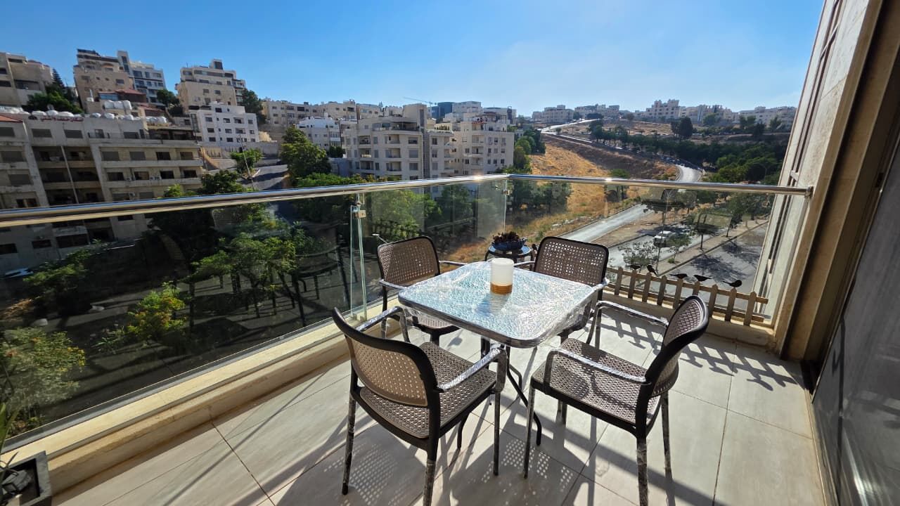 Abdoun, Apts/Flats Wanted, JOD 14000/year,  Furnished,  2 BR,  Beautiful Two-Bedroom Apartment With A Stunning Balcony View In Abdoun 🌿🏡