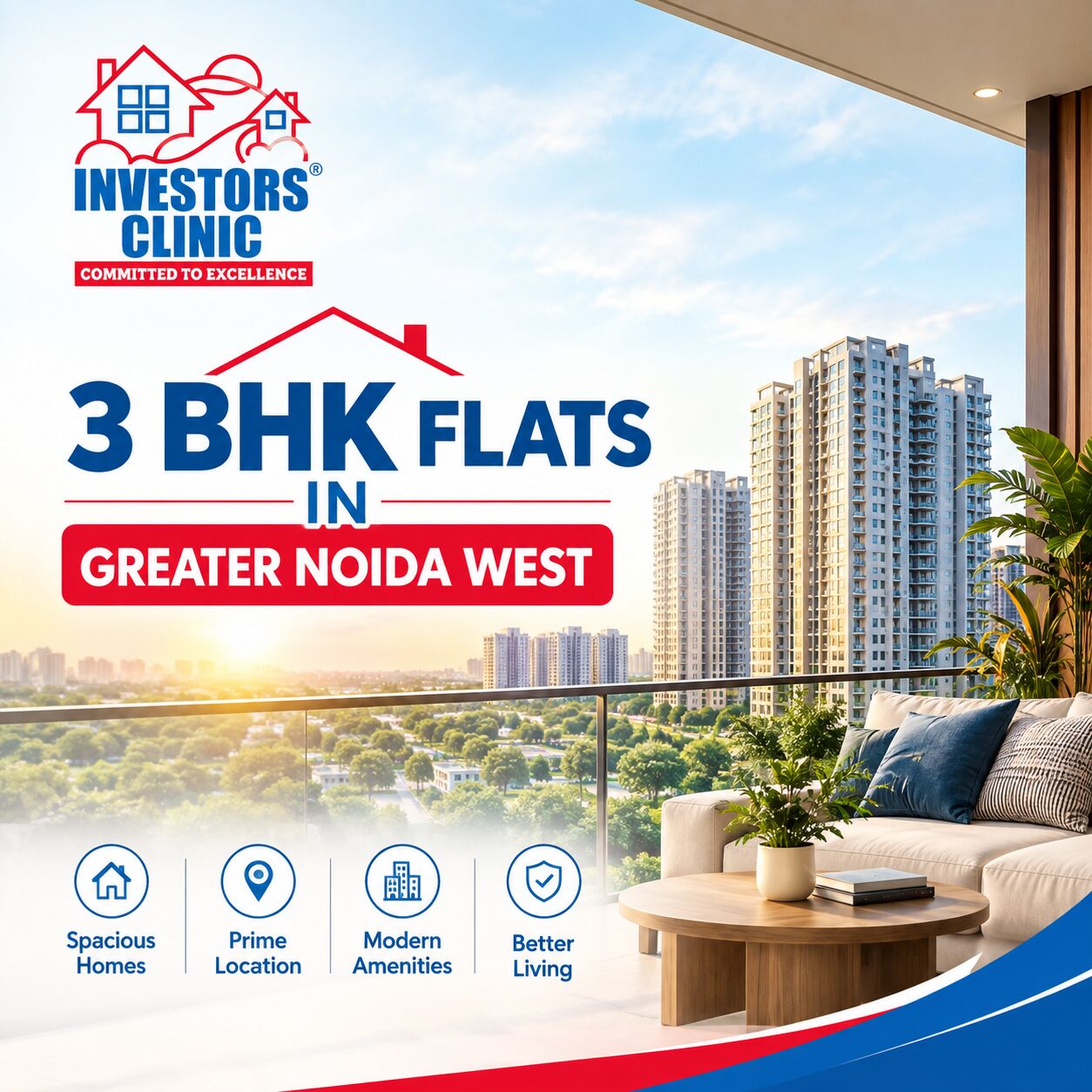 Greater Noida, Real Estate, Exlpore Premium 3 BHK Flats In Greater Noida West - Investors Clinic