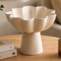 USD 60,  White Pedestal Aluminum Bowl | Modern Sculptural Decor