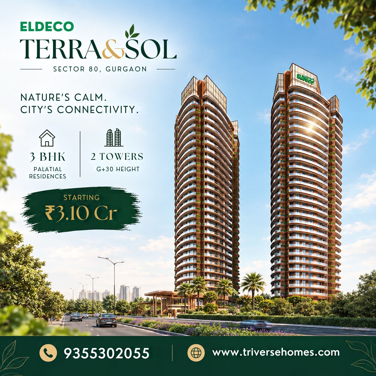 Gurgaon, Real Estate For Sale, INR 31000000,  3 BR,  2150 Sq. Feet,  Eldeco Terra & Sol Sector 80 With Spacious 3 BHK Homes