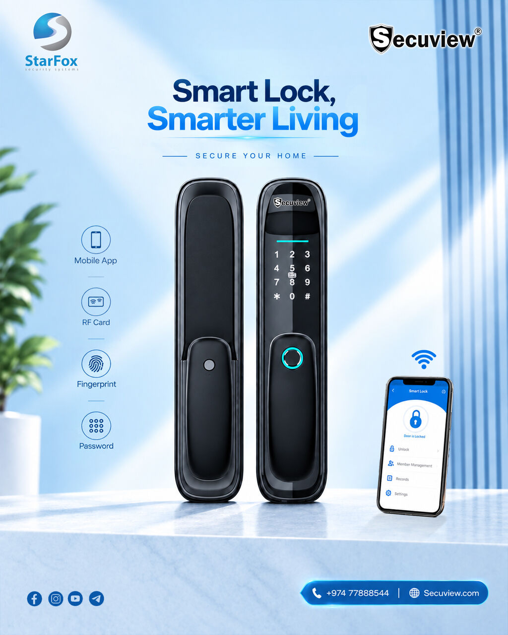 Doha, Electronics, QAR 650,  Secuview Mobile Control Fingerprint Smart Lock