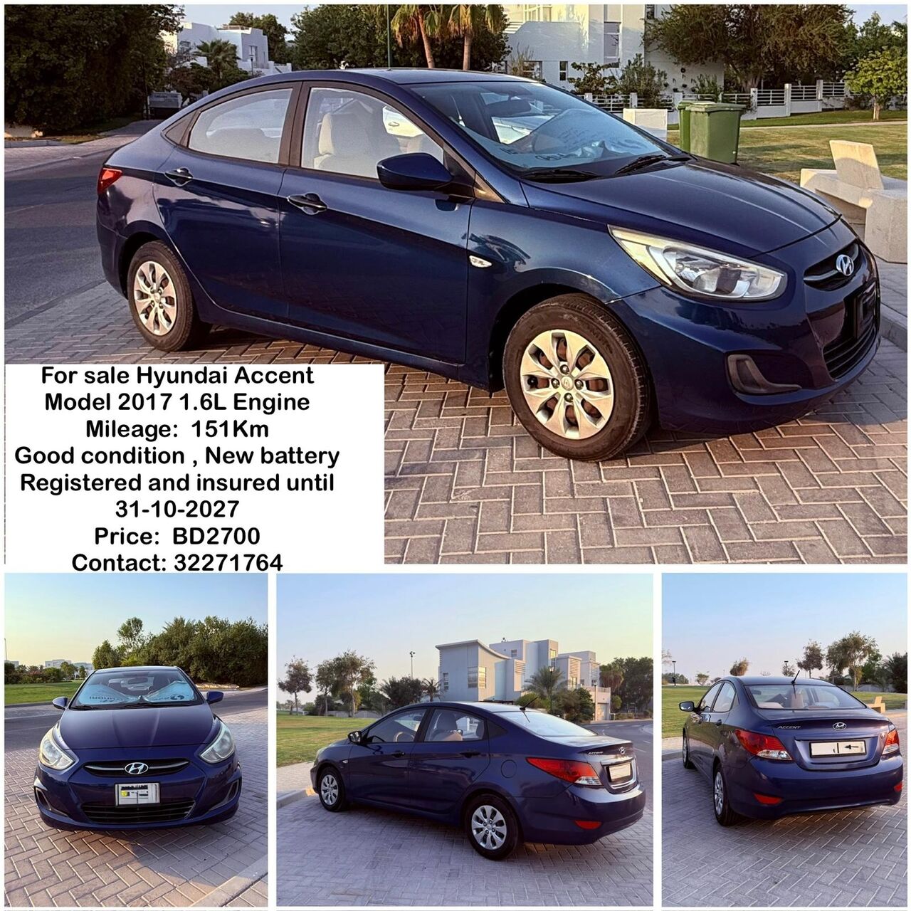 Riffa, Vehicles, Cars & Trucks , BHD 2700,  Hyundai Accent,  2017,  Automatic,  151000 KM,  Car For Sale