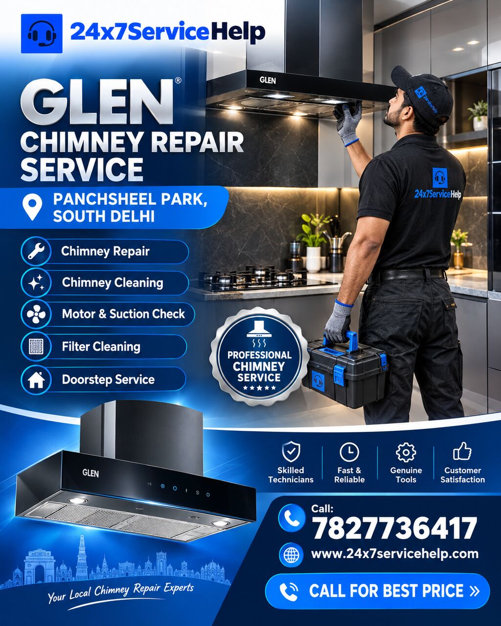New Delhi, Appliance Repair, Glen Chimney Repair Service In Panchsheel Park South Delhi For Reliable Kitchen Support