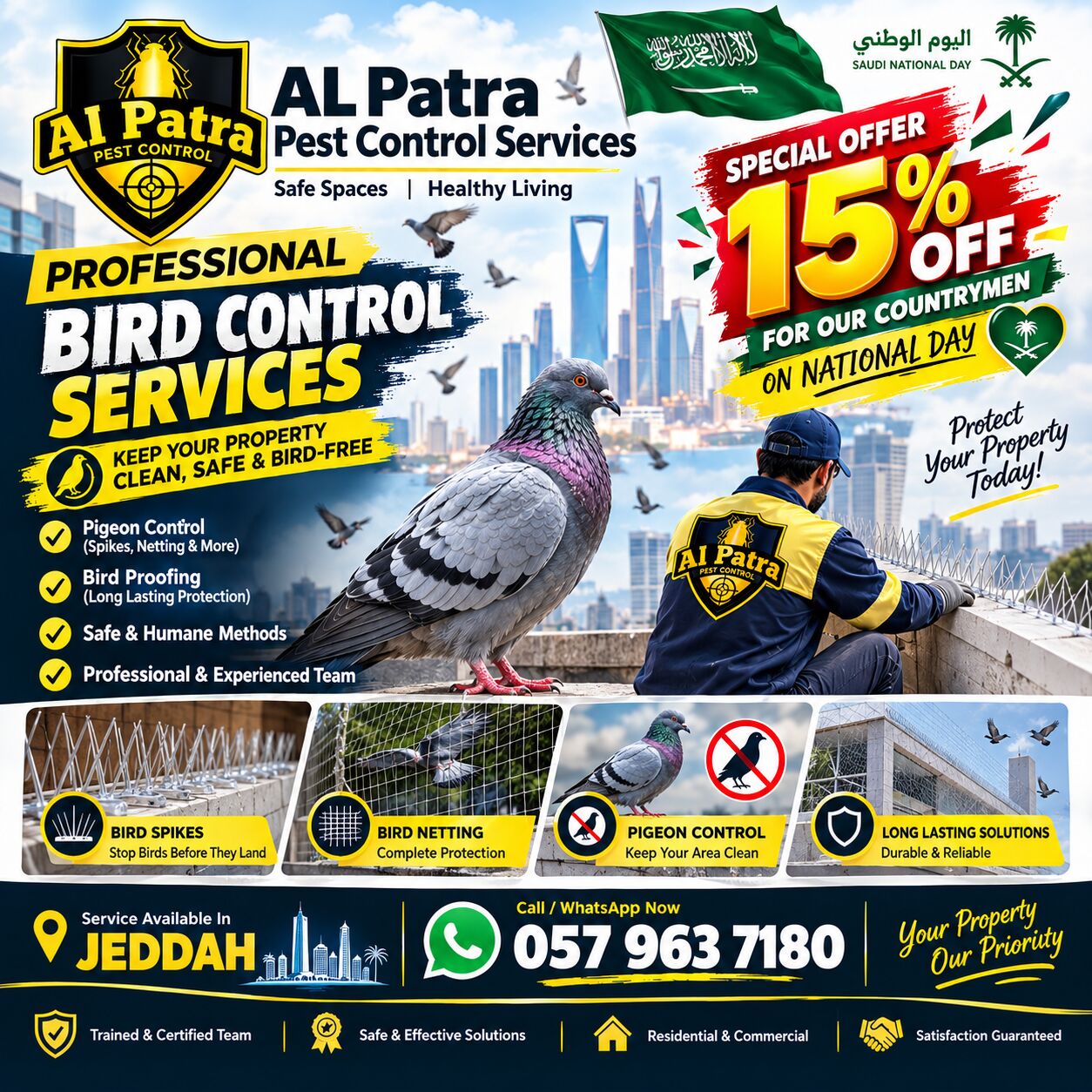 Obhur Al Shamaliyah, Pest Control, 🐦 Professional Bird Control In Jeddah | Protect Your Property