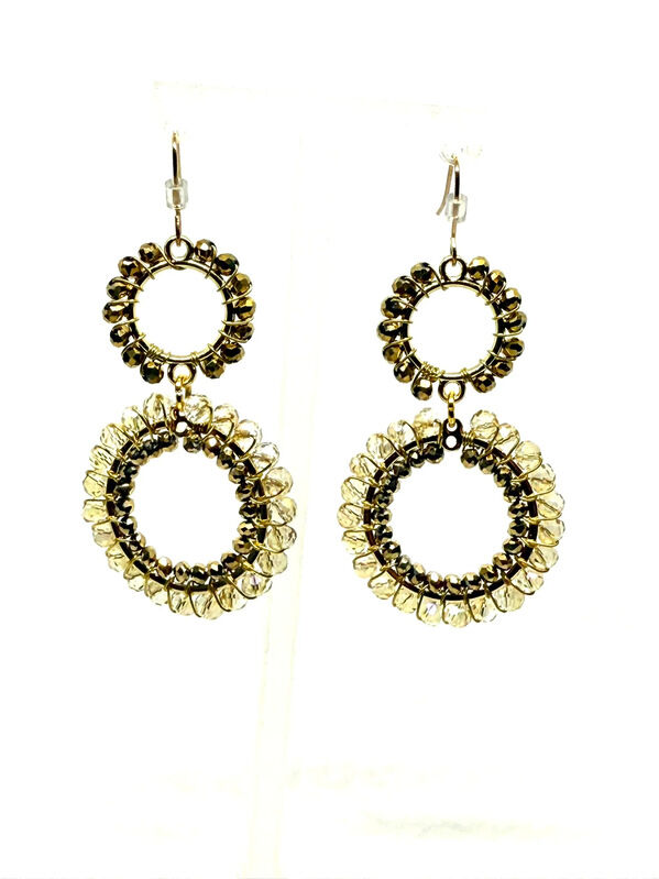 New York, Business, Fashion Earrings &ndash; Double Crystal Circle Drop Earrings