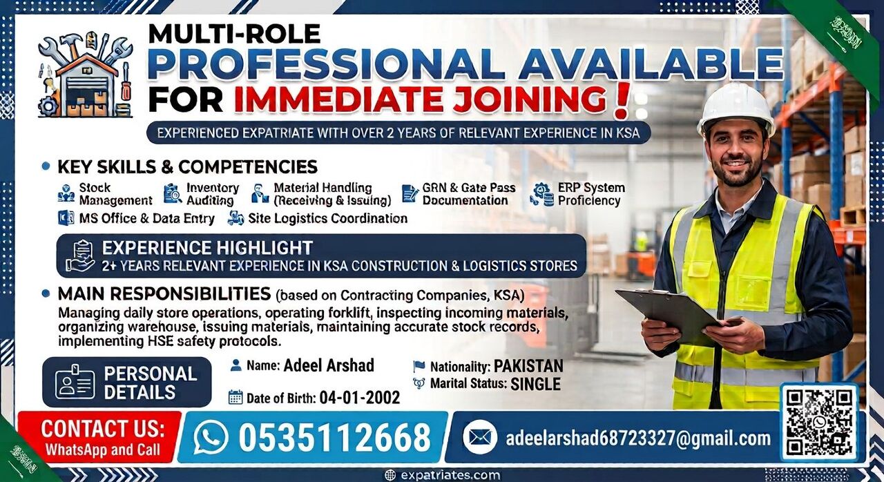 Riyadh, Job Seekers, For Store Keeper Position