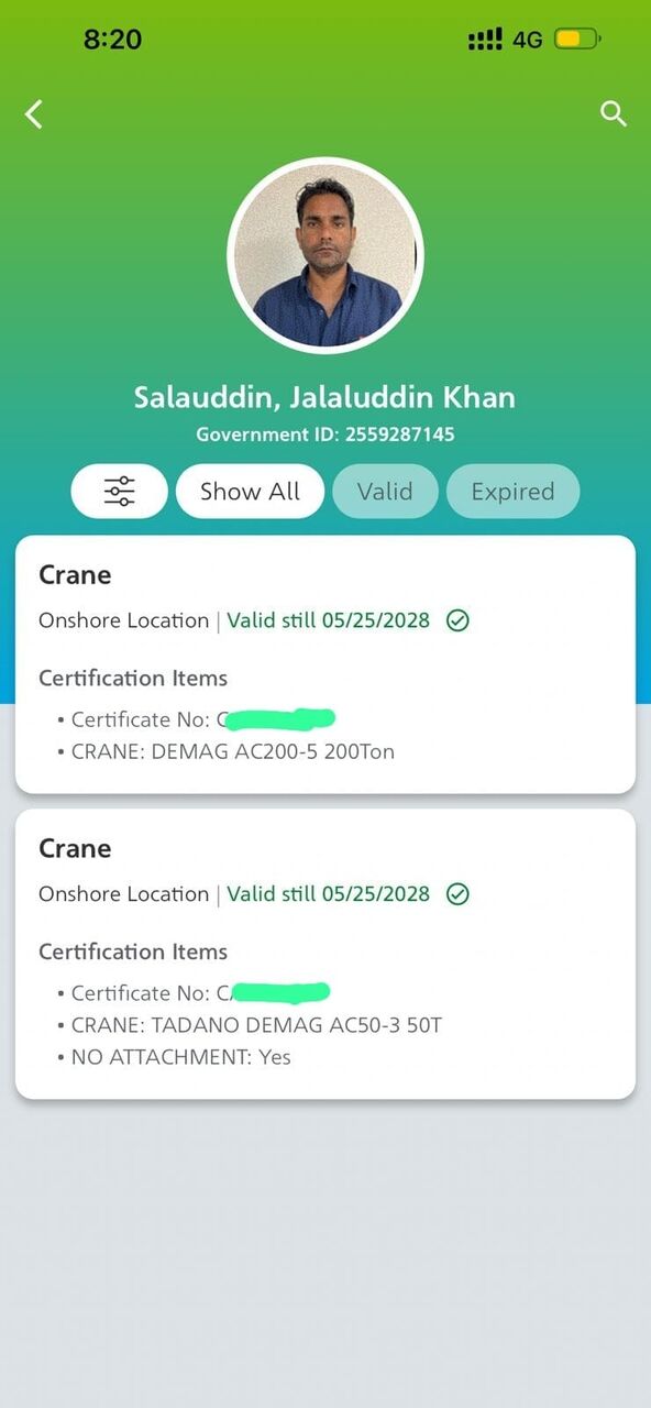 Jubail, Jobs, Aramco Crane Opretor
