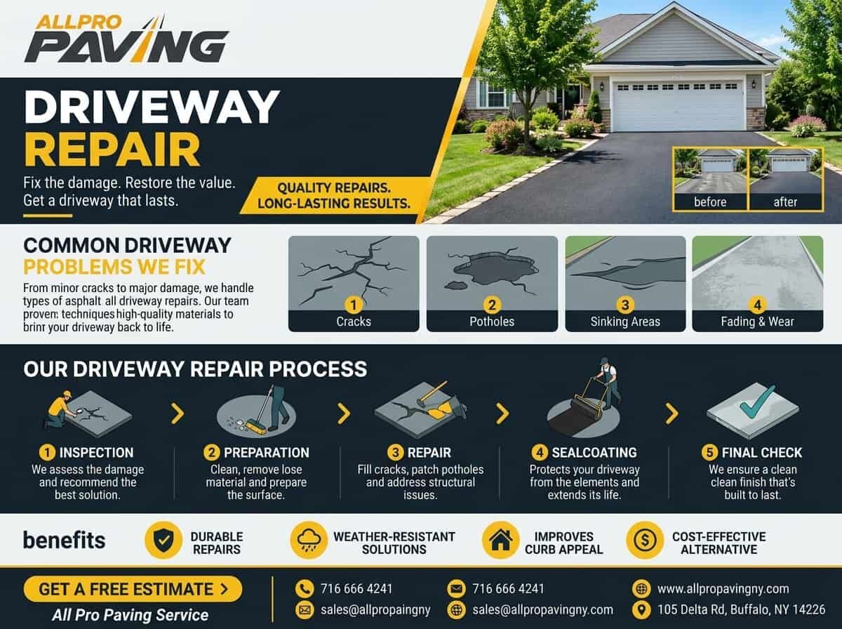 New York, Construction, Professional Asphalt Driveway Repair In Buffalo, NY For Damaged Pavement