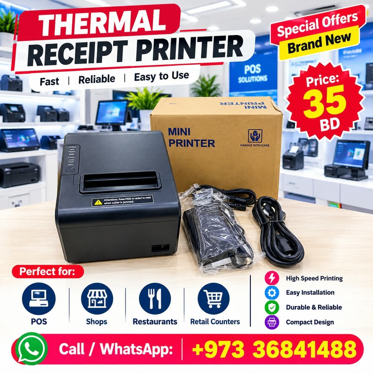Salmabad, Computers, BHD 35,  THERMAL RECEIPT PRINTER Brand New Call WhatsApp /36841488