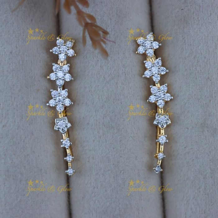 Bangalore, Jewelry, Elegant Long Chain Ear Cuff | Sparkle And Glow