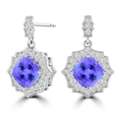 USD 1769,  For Sale: Victoria Cushion Tanzanite & Diamond Earrings