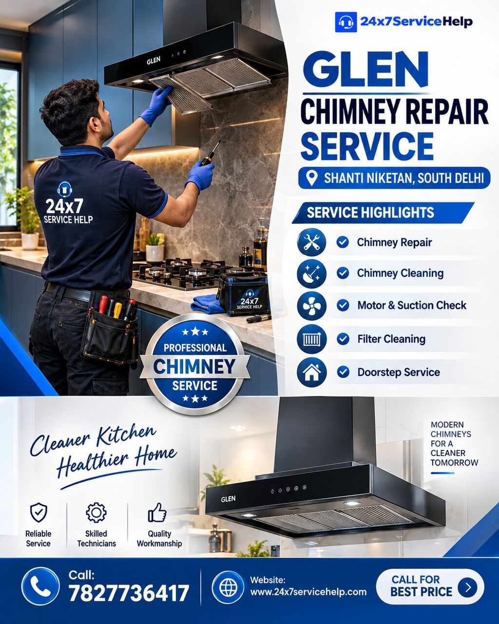 New Delhi, Appliance Repair, Reliable Kitchen Ventilation Support With Glen Chimney Repair Service In Shanti Niketan So