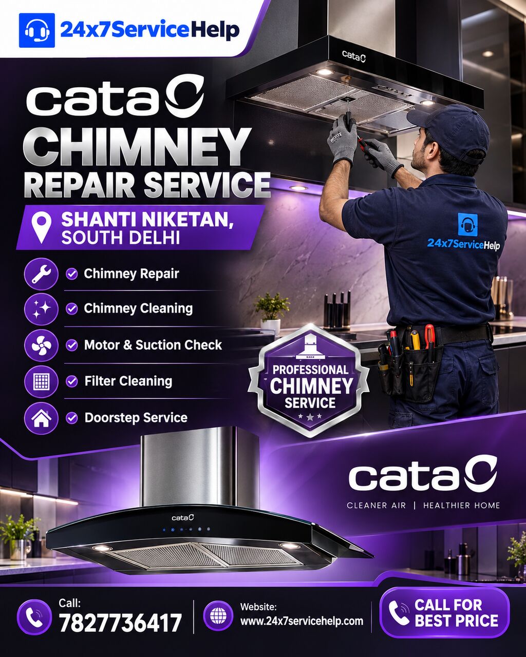 New Delhi, Appliance Repair, Convenient Chimney Maintenance With Cata Chimney Repair Service In Shanti Niketan South De