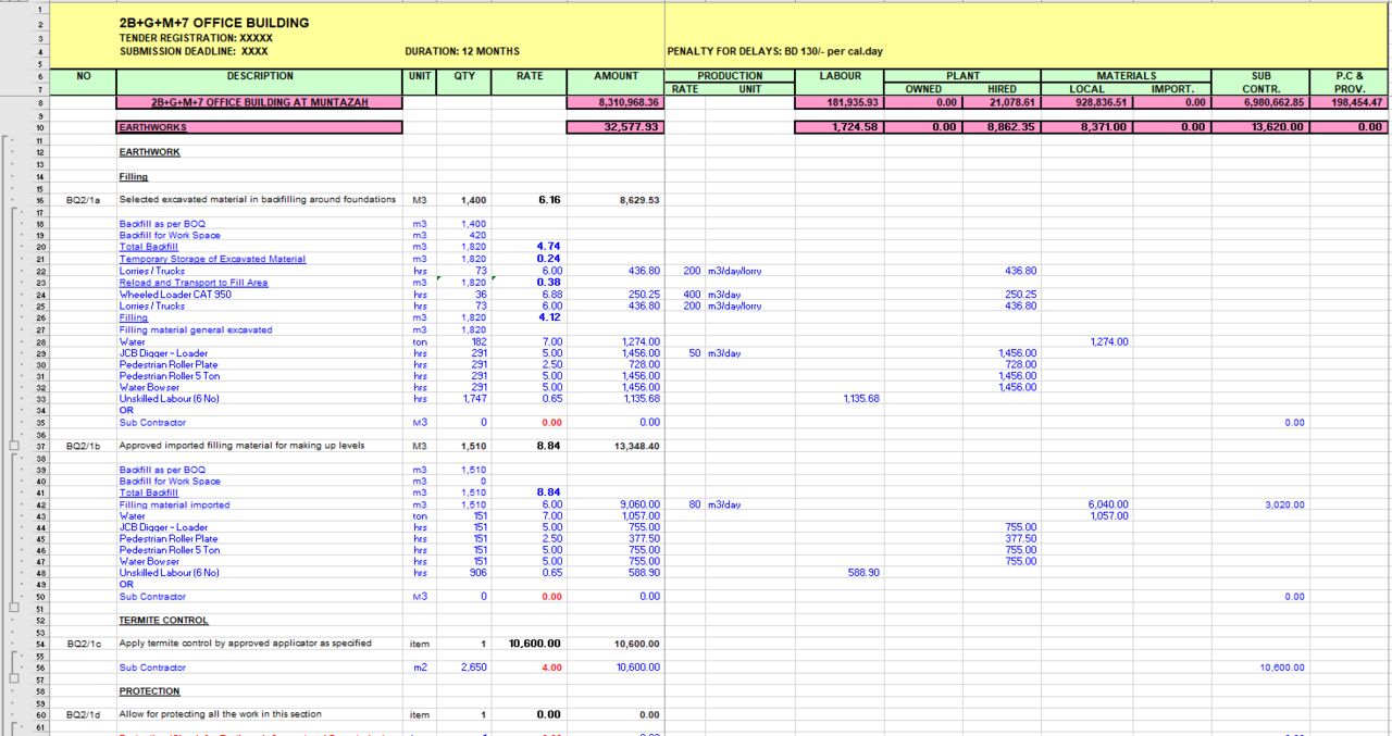 Riyadh, Construction, Estimating Services Offer (Quantity Take-Off) & BBS (Bar Bending Schedule) Cutting List