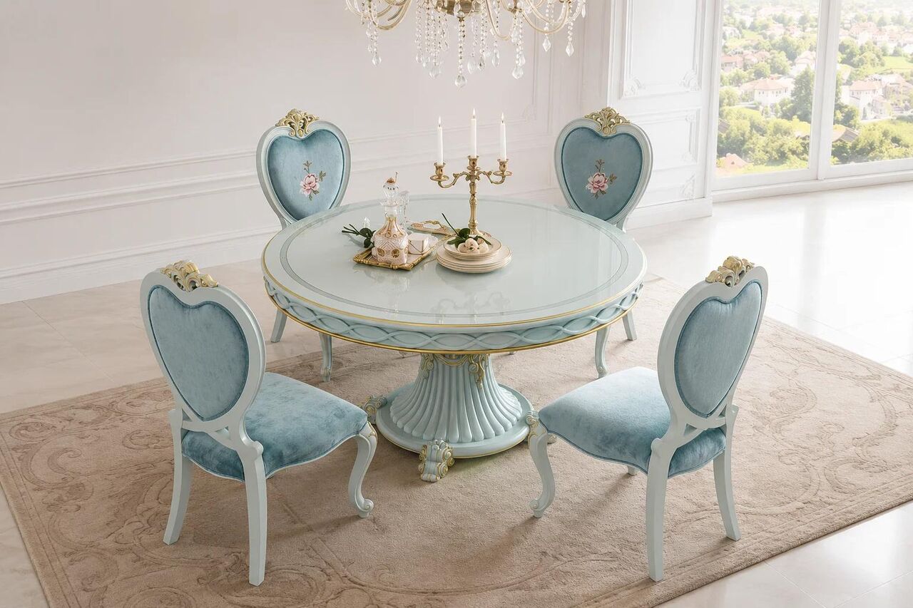 Mumbai, Furniture, INR 175000,  Hand-Carved Round Dining Table Set | French Luxury Furniture