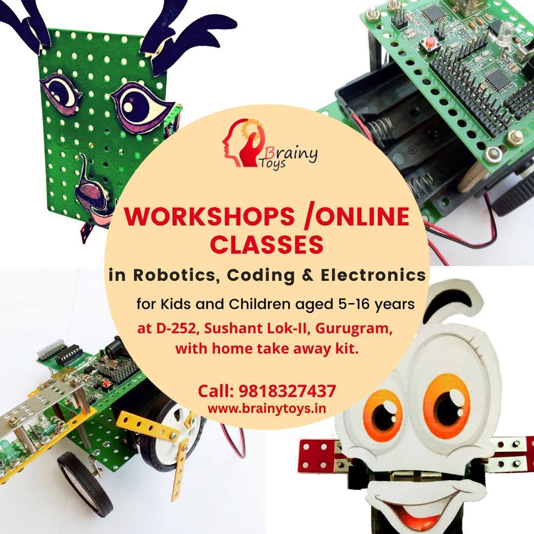 Gurgaon, Lessons Offered, Brainy Toys Hands-On Workshops/Online Classes In Robotics, Coding For Kids Aged 5-16 Years