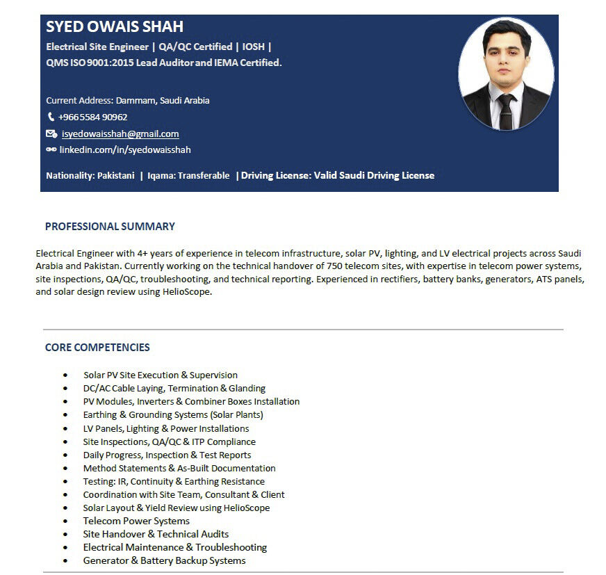 Riyadh, Job Seekers, Electrical Engineer