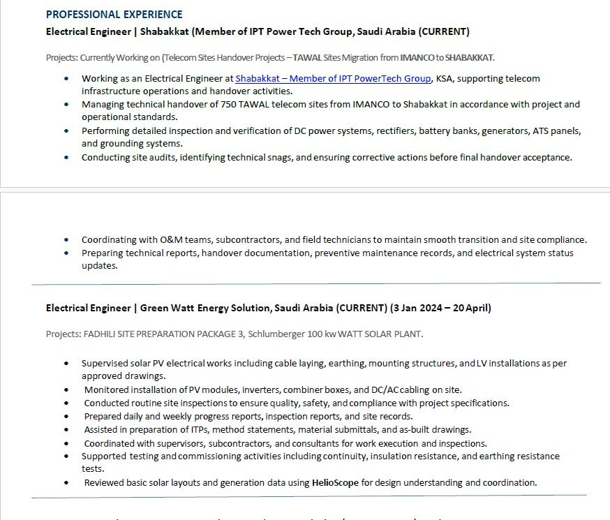 Riyadh, Job Seekers, Electrical Engineer