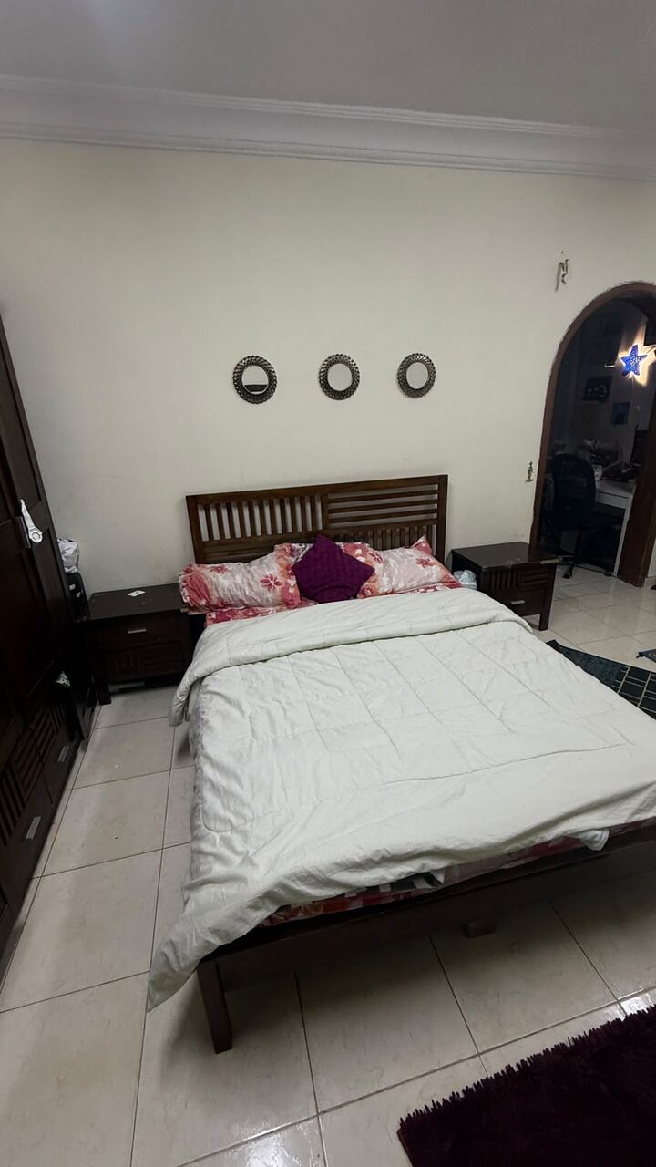 Jubail, Furniture, SAR 1200,  Double Bed Set (Brown ) With 4 Door Wardrobe, Dressing Table ,Side Tables & Chest Drawer