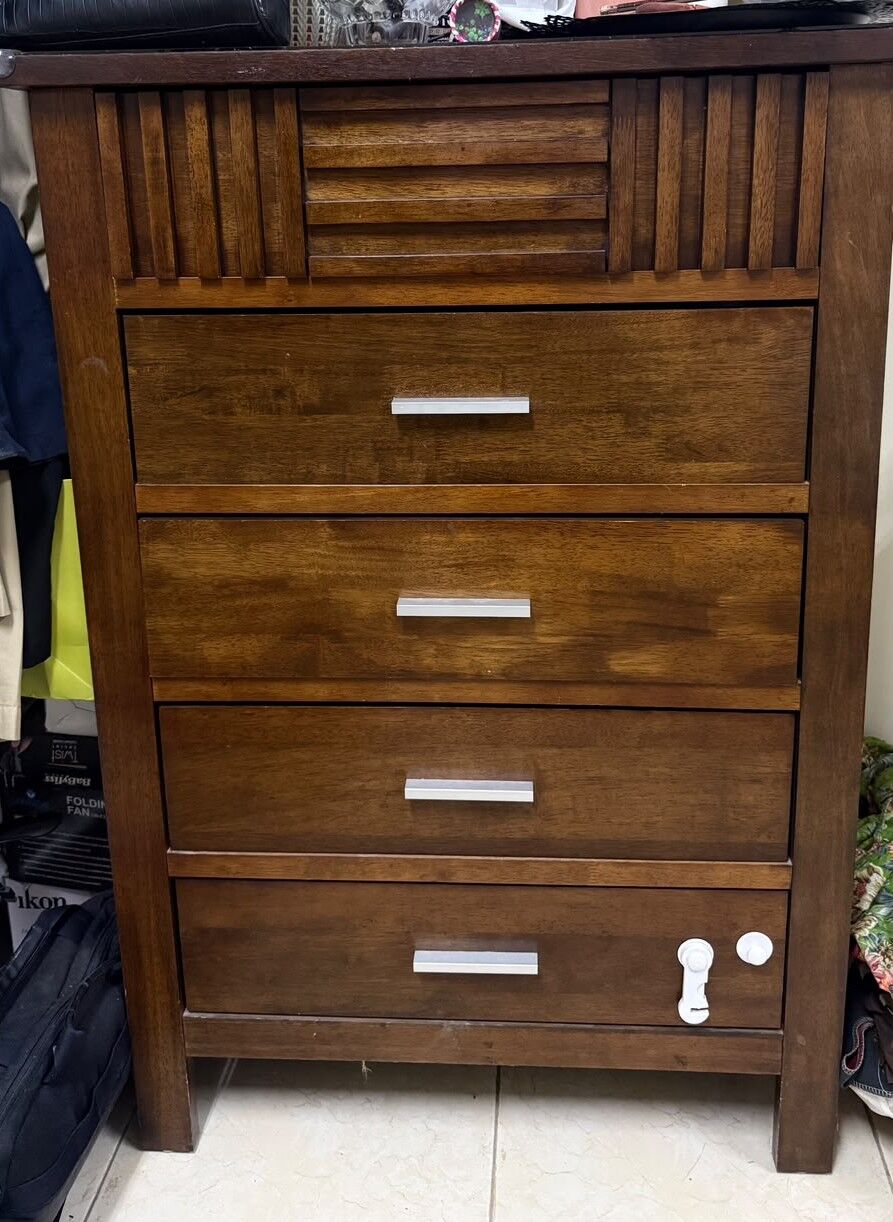 Jubail, Furniture, SAR 1200,  Double Bed Set (Brown ) With 4 Door Wardrobe, Dressing Table ,Side Tables & Chest Drawer
