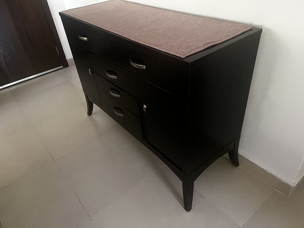 Al Khalidyia, Furniture, SAR 500,  Dark Wood Buffet / Sideboard &ndash; 2 Doors, Total 5 Drawers