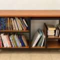 BHD 35,  Wooden Study Desk / Bookshelf With Storage & Wheels