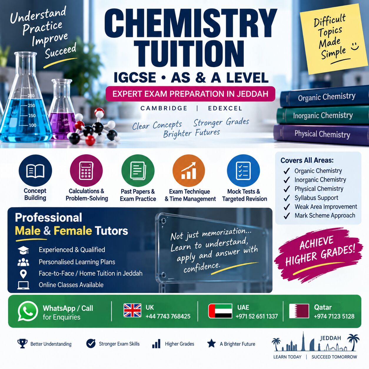 Jeddah, Lessons Offered, IGCSE &bull; AS & A Level Chemistry | Expert Exam Preparation In Jeddah