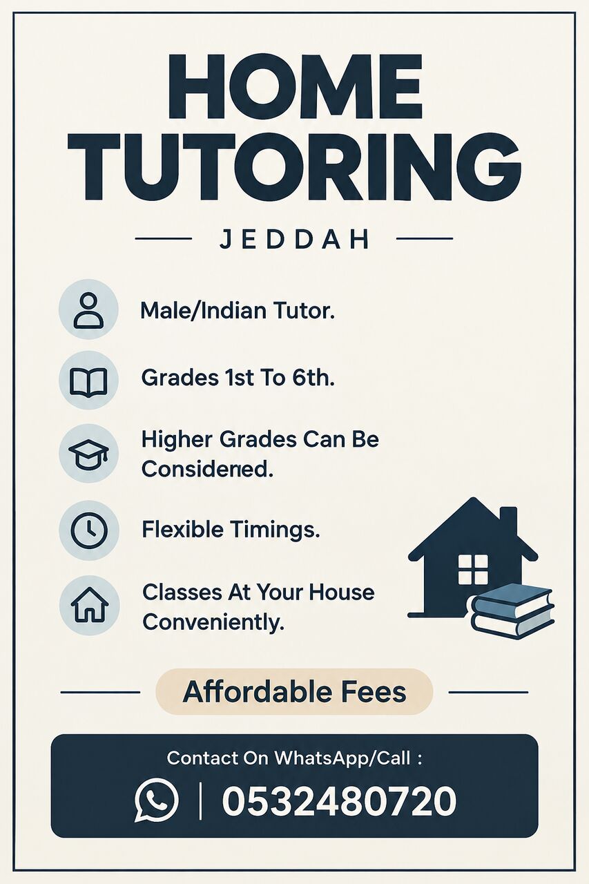 Jeddah, Lessons Offered, INDIAN MALE HOME TUTOR