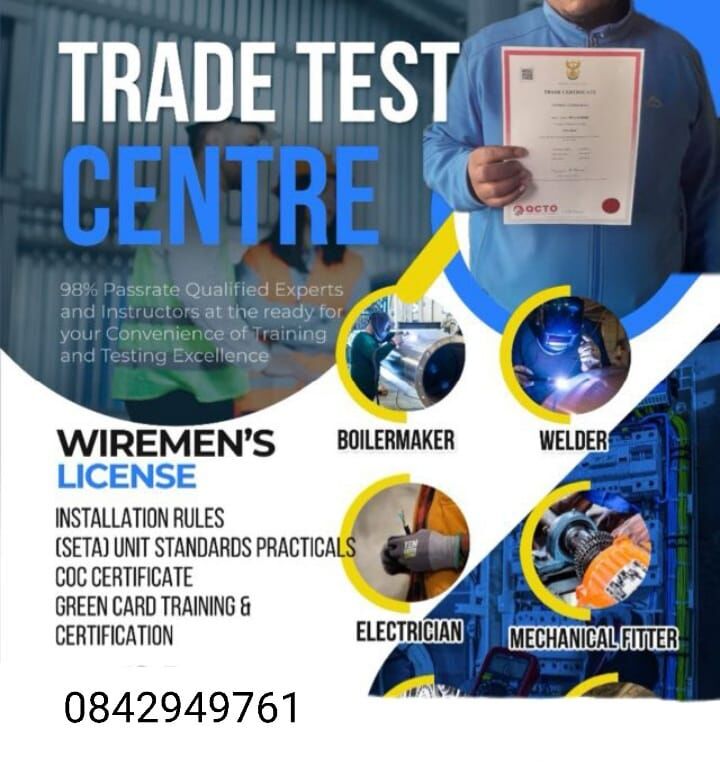 Johannesburg, Lessons Offered, Welding,Plumbing,Electrical,Mechanical,Boilermaking,Fitting&Turner