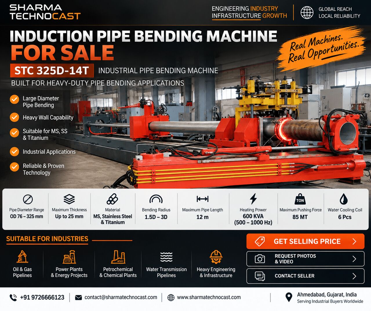 Ahmedabad, Business, STC 325D-14T Induction Pipe Bending Machine FOR SALE
