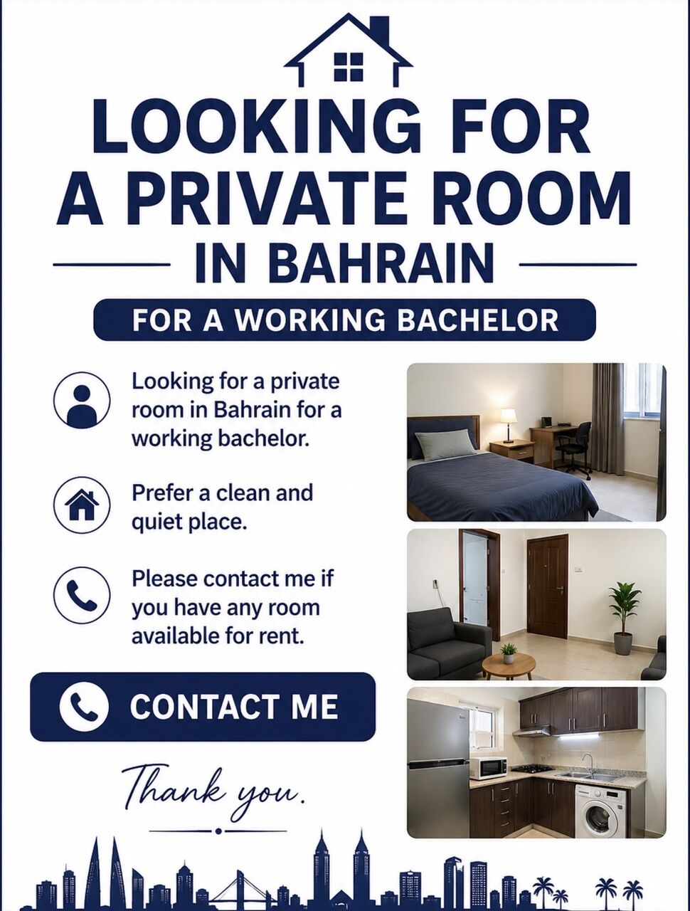 Hoora, Roommates, BHD 80/month,  Room Required &ndash; Last Week Of October
