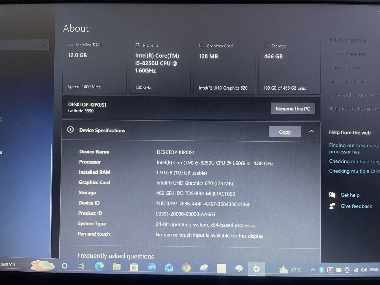 Dammam, Computers, SAR 500,  Dell Latitude 5590 | Intel Core I5 8th Gen | 12GB RAM | 500GB HDD | Windows 10 Pro