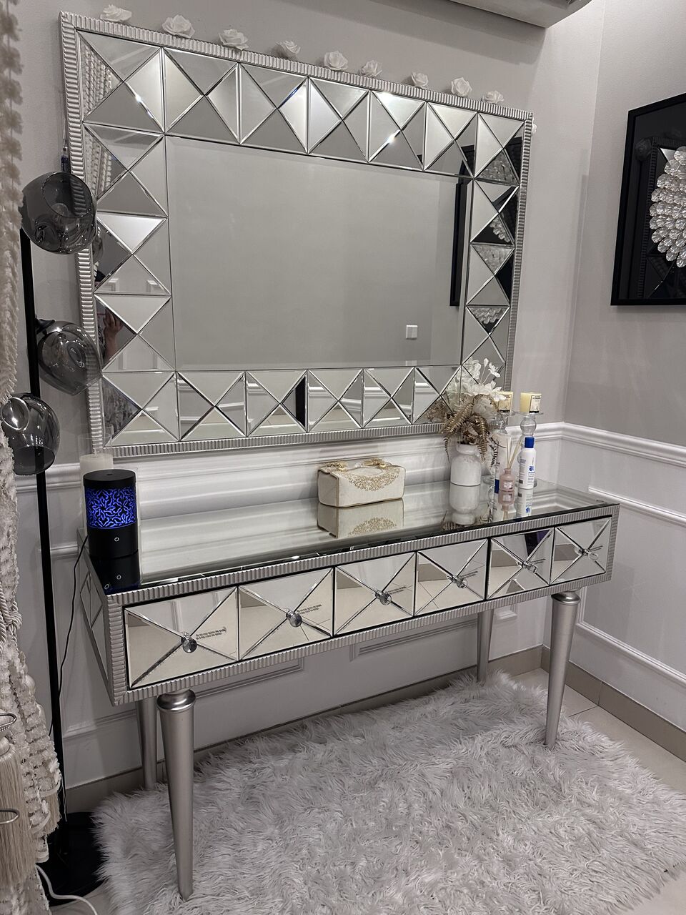 Muharraq, Furniture, For Sale Console Table With Mirror And Mirror With Ottoman.