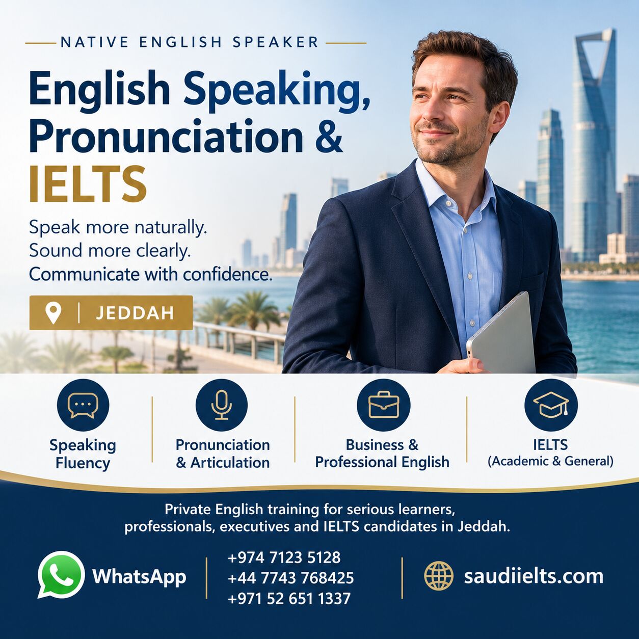 Jeddah, Lessons Offered, Native English Speaker | Fluency, Pronunciation & Professional English