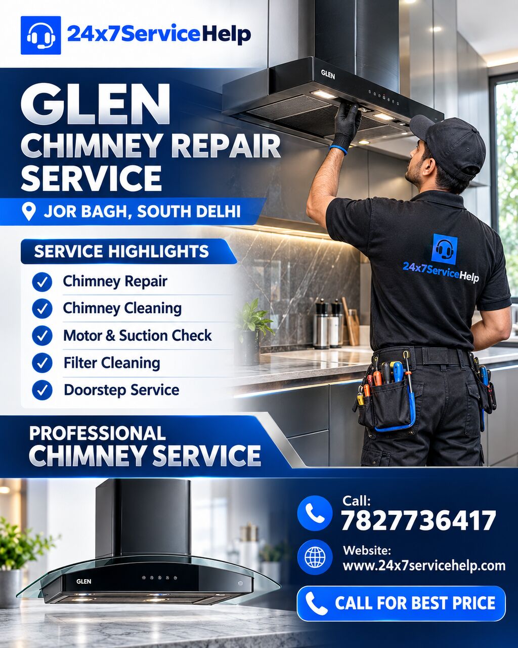 New Delhi, Appliance Repair, Reliable Kitchen Ventilation Support With Glen Chimney Repair Service In Jor Bagh South De