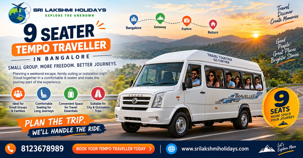 Bangalore, Travel, Why Is A 9 Seater Tempo Traveller In Bangalore A Practical Choice For Small Groups?