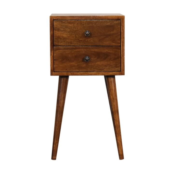 New York, Household Items, USD 197,  Solid Wood Mini Nightstand, 2-Drawers, Chestnut, Dark Brown