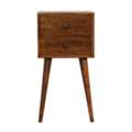 USD 197,  Solid Wood Mini Nightstand, 2-Drawers, Chestnut, Dark Brown