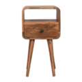 USD 217,  Solid Wood Mini Oak-ish Curve Nightstand,1-Drawer, 1 Open-Slot, Brown