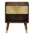 USD 336,  Solid Wood Manila Gold Nightstand, 1 Drawer, 1 Open Slot, Dark Brown