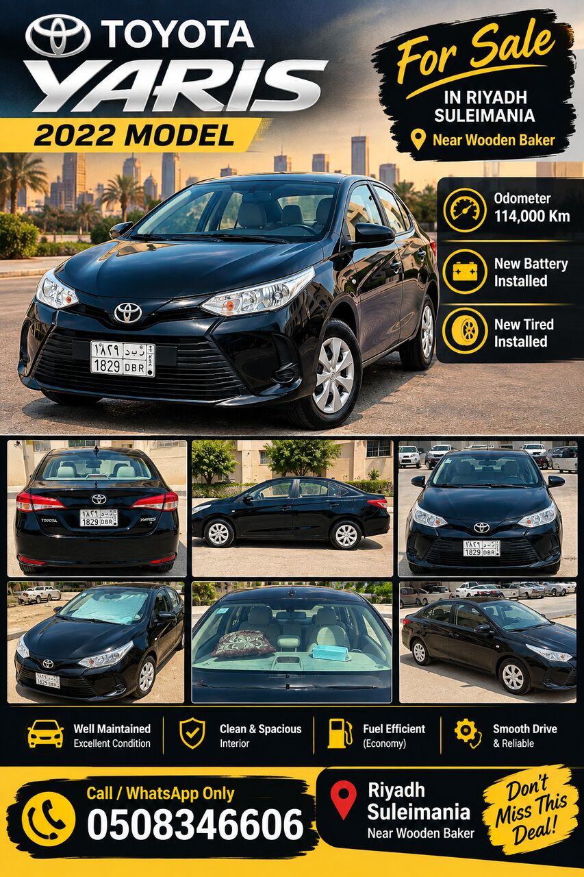 Riyadh, Vehicles, Cars & Trucks , SAR 35000,  Toyota Yaris 2022,  2022,  Automatic,  114000 KM,  Toyota Yaris For Sales