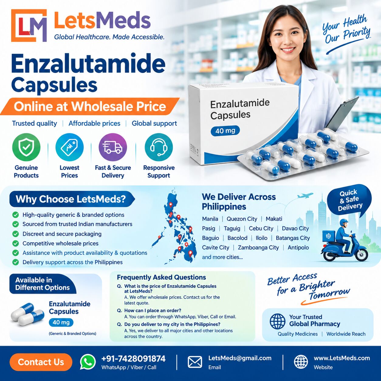 Cebu City, Health & Beauty Items, PHP 1,  What Is The Price Of Enzalutamide Capsules At LetsMeds In Manila Philippines