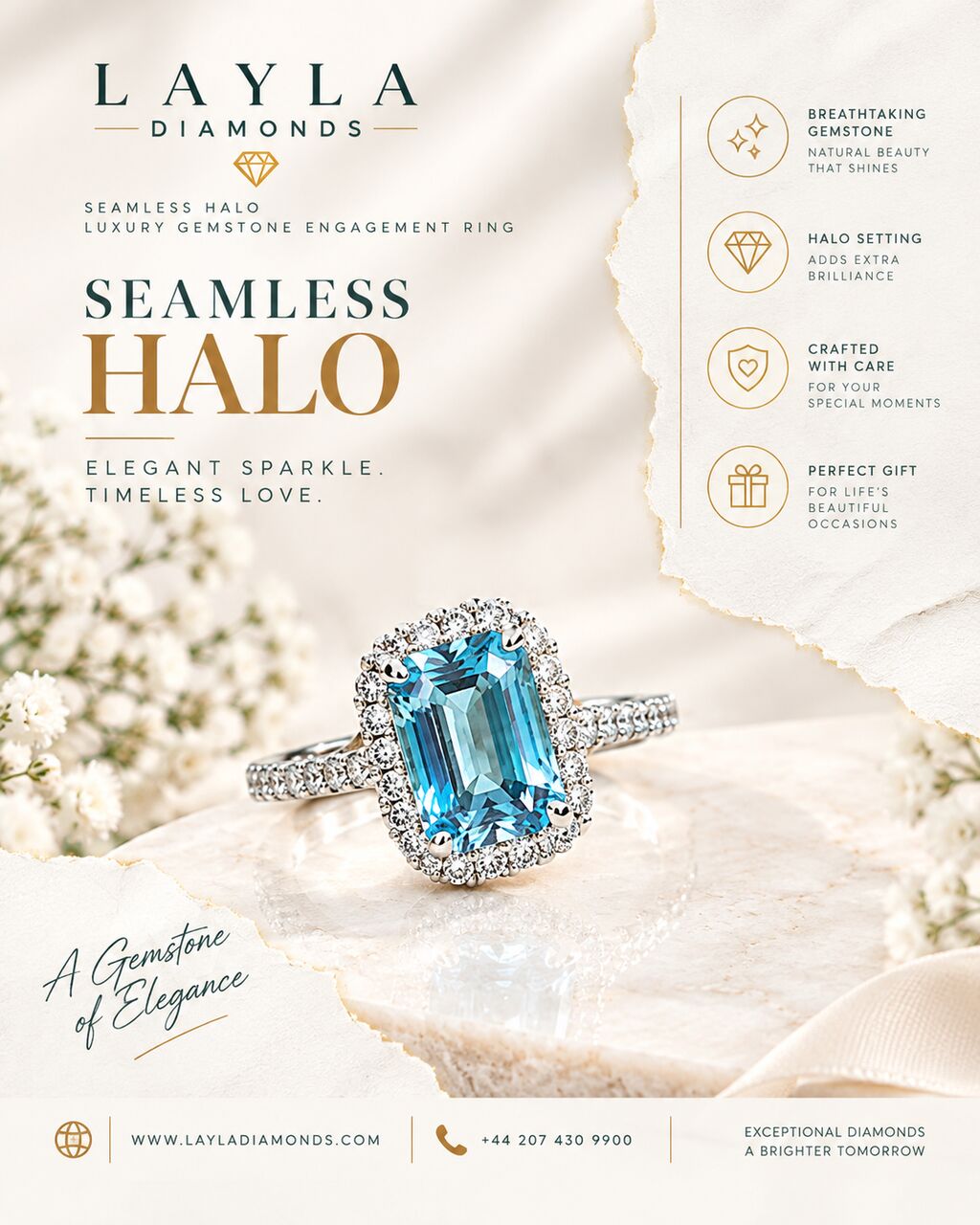 London, Items Wanted, Seamless Halo: Elegant Sparkle | Layla Diamonds