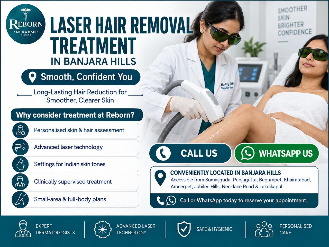 Hyderabad, Health & Beauty Items, INR 2999,  Professional Laser Treatment For Hair Removal Near Banjara Hills | Reborn Clinic