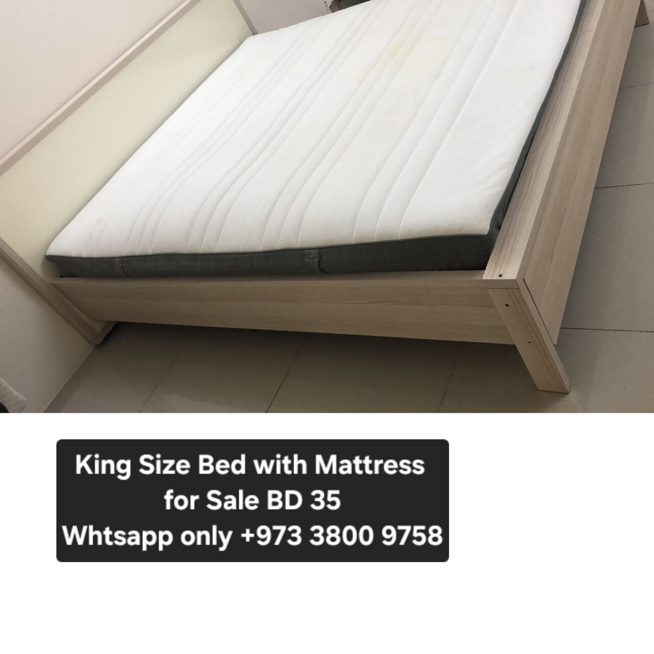 Manama, Furniture, BHD 35,  King Bed With Mattress For Sale Urgent